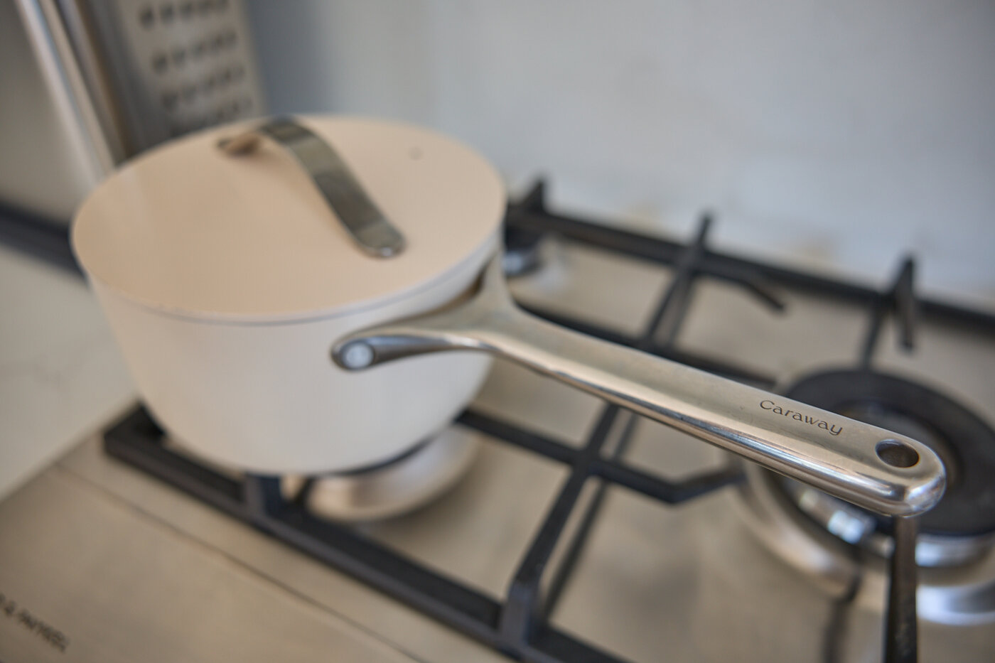 Caraway ceramic saucepan on the stovetop